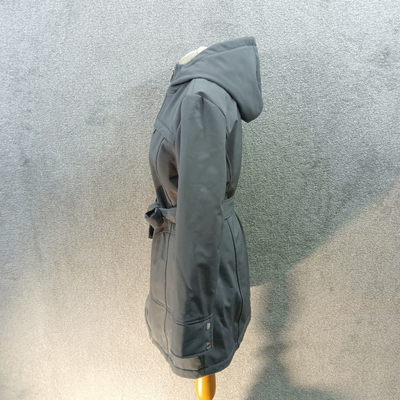 MICHAEL KORS SILVER GREY COAT PREMIUM TIE BELTED LONGLINE RAINCOAT THICK UK L - Picture 4 of 6